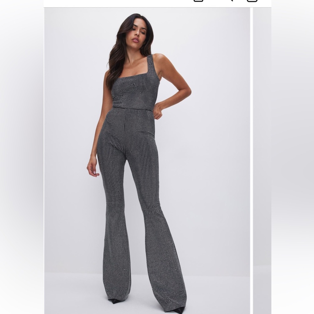 Good American pull on crystal flare pants